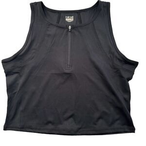 Hind Black Front Zipper Cropped Muscle Tank Top Size Medium new with tags